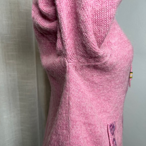Alpaca Imports Cardigan Sweater Fully Zip Hooded Wool Blend Pink Women's Small - Picture 6 of 11